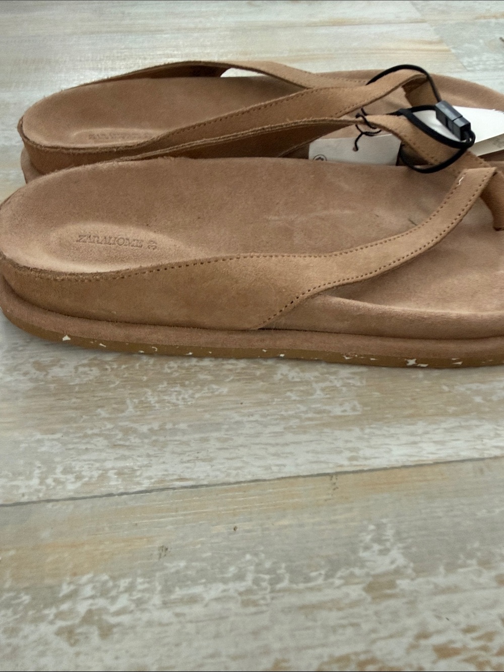 Zara Brown Suede Thong Sandals - Picture 3 of 6